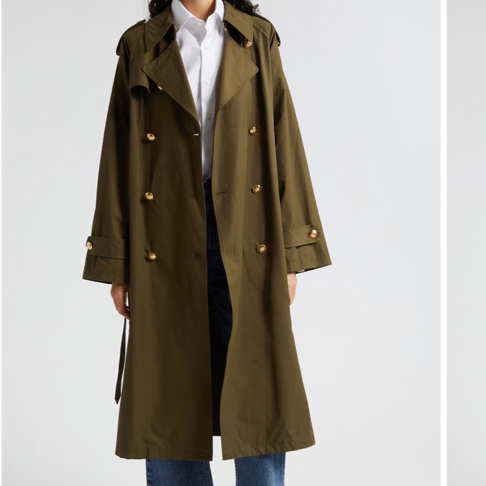 Nili Lotan Toussaint Double-Breasted Trench Coat olive S jacket - Picture 5 of 7